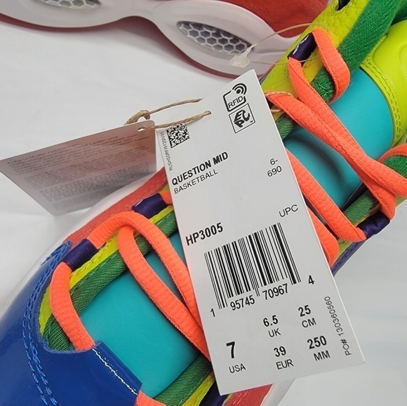 Reebok Classics Junior Question Mid Color Explosion Allen Iverson HP3005 Size 7 - Picture 5 of 8